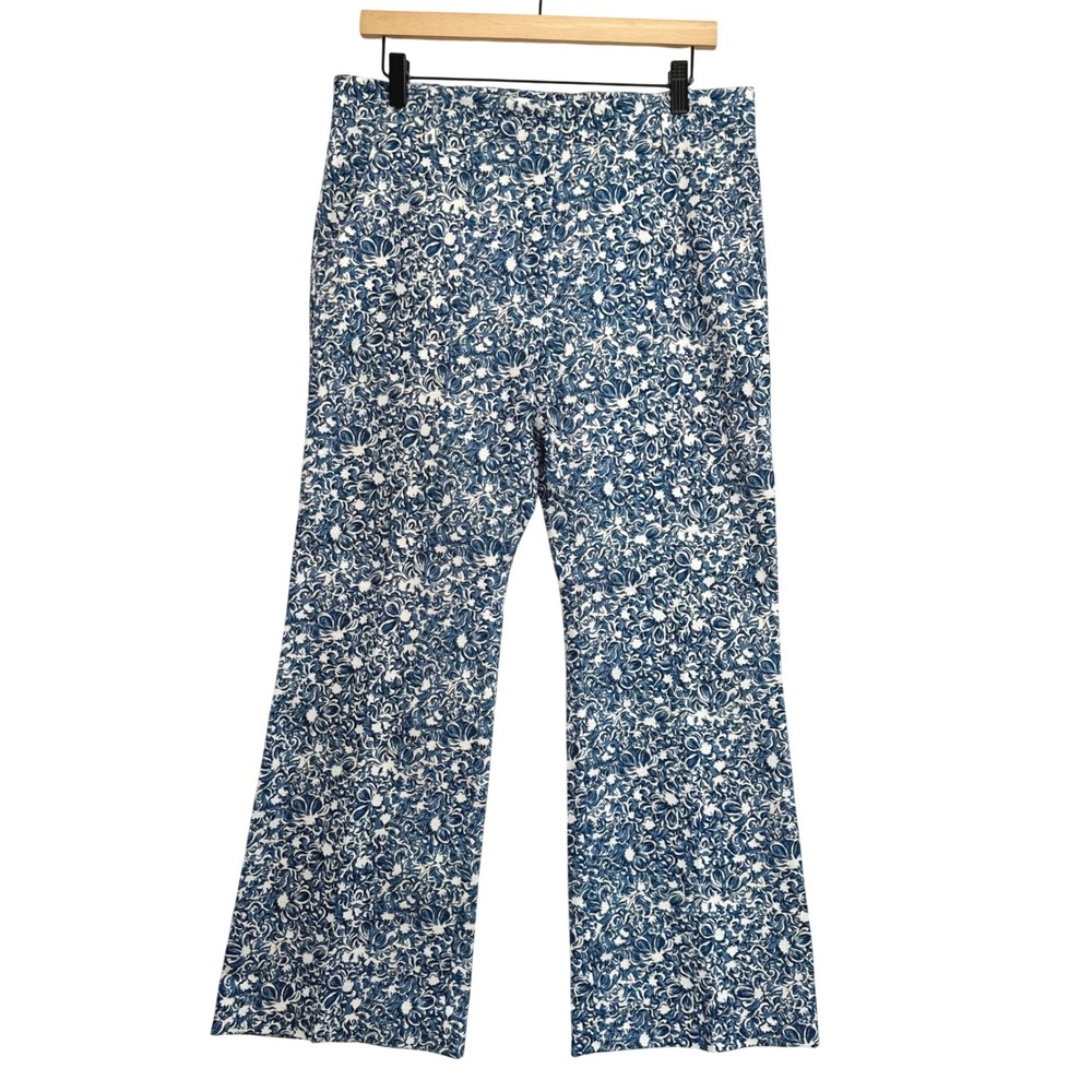 Weekend Max Mara Cadmio Cropped Flare Leg Pants Women 10 Blue Coastal Luxury